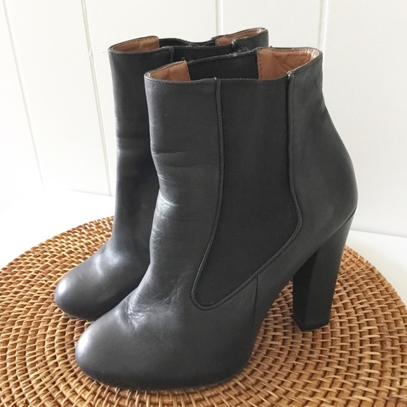 Zara Heeled Black Booties Leather Women’s Size 40 9 - Picture 3 of 5